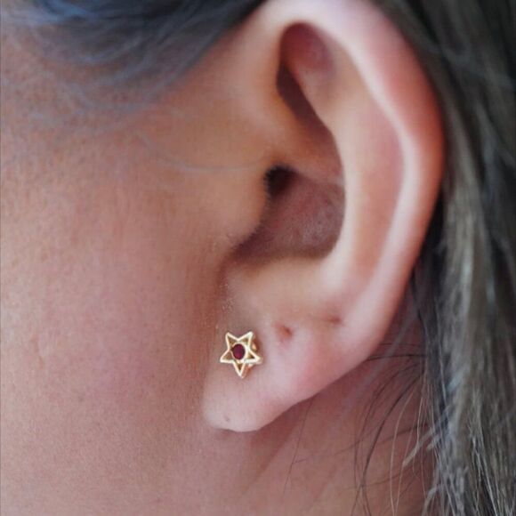 14k Solid Gold Dainty Earrings with Screw Back | Birthday Gift | Tehrani Jewelry - Picture 9 of 9
